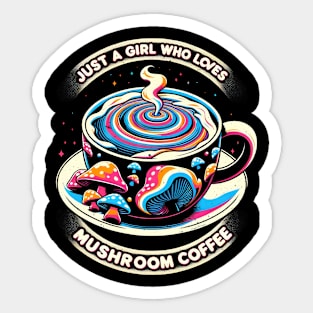 Mushroom Coffee Girl Sticker